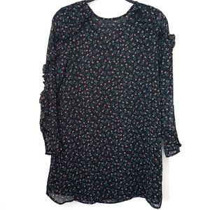 Forever 21 Women Black Floral Blouse Top, Size S